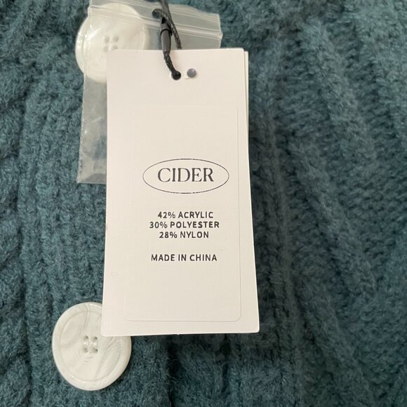 CIDER Peacock Button Up Cardigan - Size Small - Picture 4 of 5